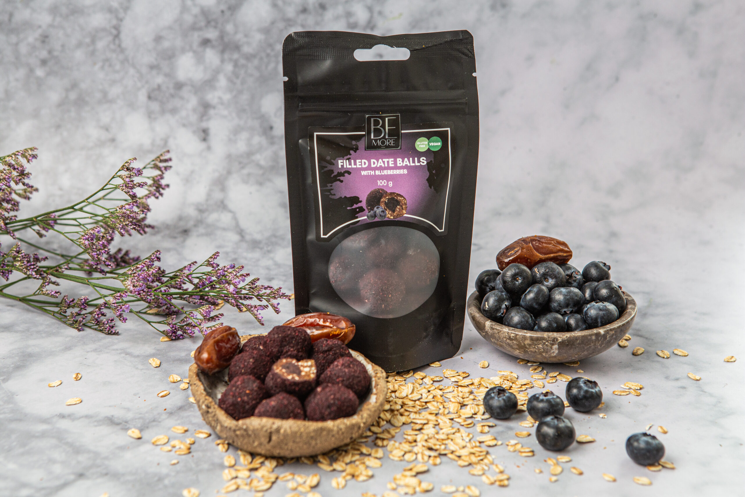 Täidetud datlipallid mustikatega 100gr
