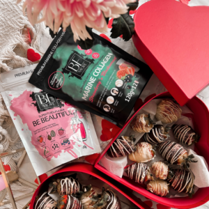 Chocolate covered strawberries spiced up with Be More superfood mixes