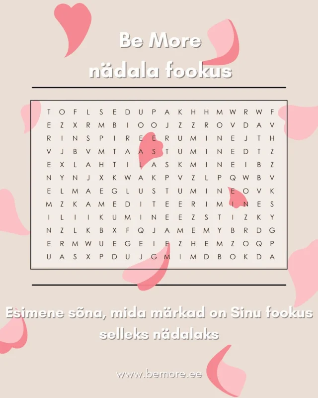 Esimene asi, mida märkad on sinu fookus selleks nädalaks💗✨
 
Mida  esimesena märkasid? Jaga meiega ka kommentaarides!👇🏼

#bemore #bemoreweek #bemoresuperfoods #nädalafookus #fookus